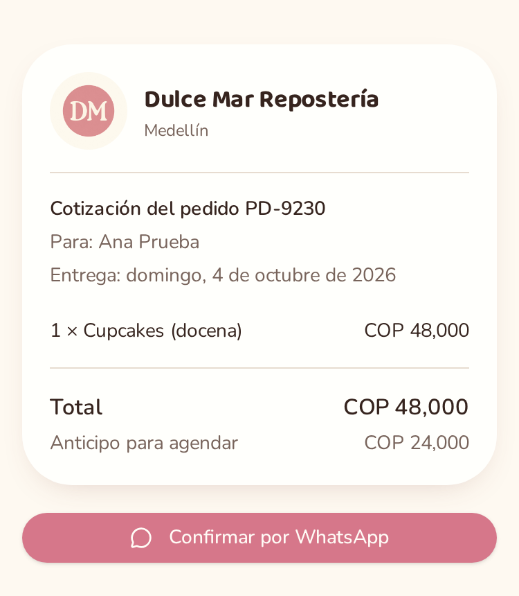 Cotización con logo para la clienta