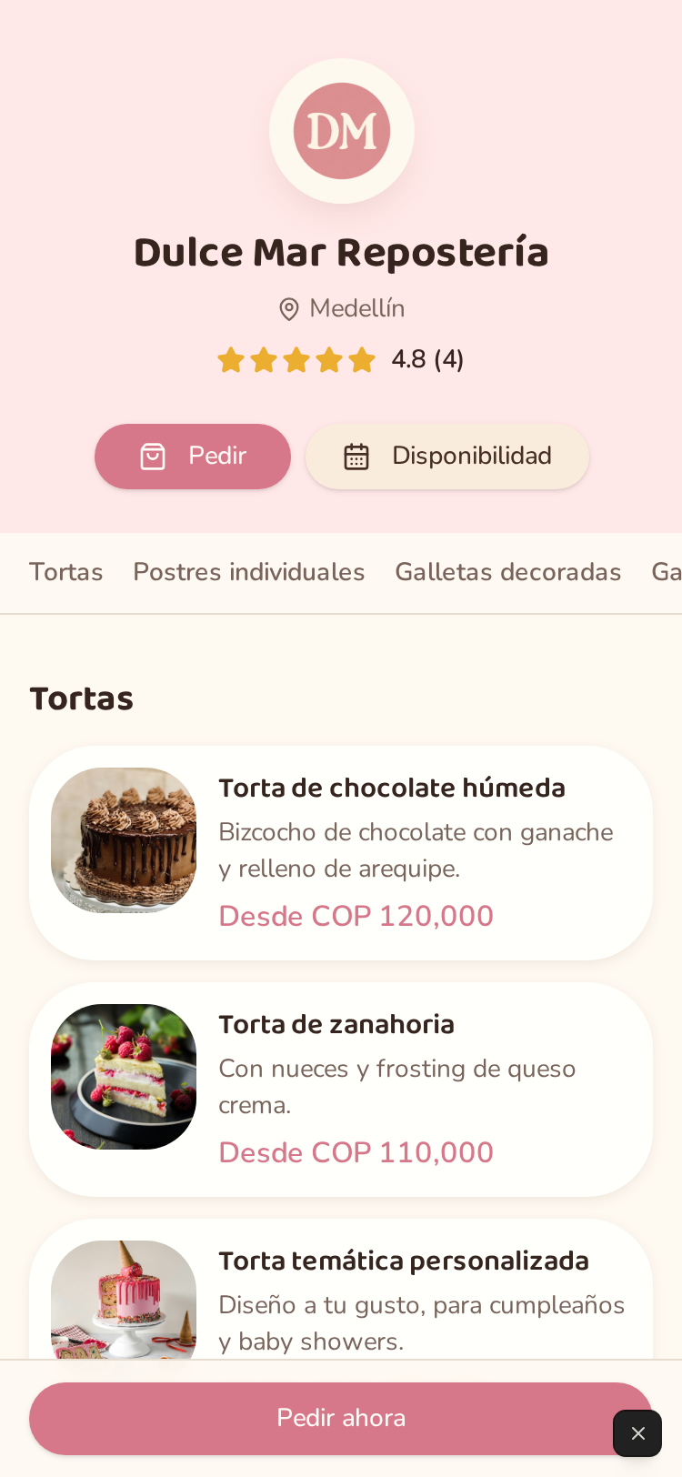 Tienda pública Dulce Mar Repostería